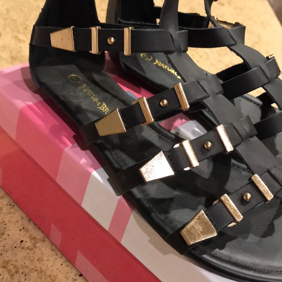 Nature Breeze Black Gold Detailing Sandal - Picture 3 of 4